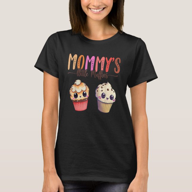 Camiseta Mamães Dois Pequenos Muffins Mãe Dia Crianças S (Frente)