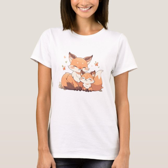 Camiseta Mamães e raposa-bebê (Frente)