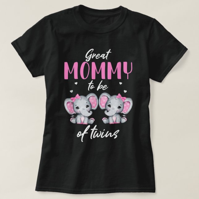 Camiseta Mamães excelentes A Serem De Chá de fraldas Elefan (Frente do Design)