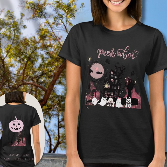 Camiseta Mamães personalizadas "Peek a Boo" (Personalized Peek a Boo Mommy-to-Be Halloween T-Shirt)