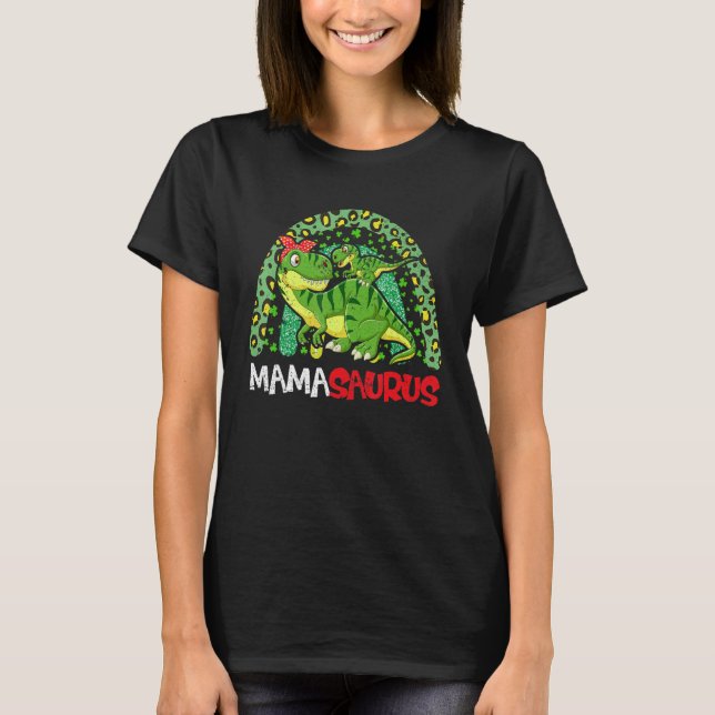 Camiseta Mamasauro Rex Dinossauro Arco-Íris Mama Saurus Mot (Frente)