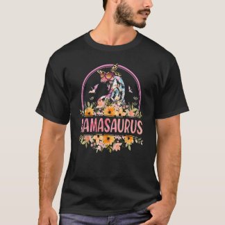 Camiseta Mamasauro Rex Mãe Dinossauro Flor Leopardo Rex Mam