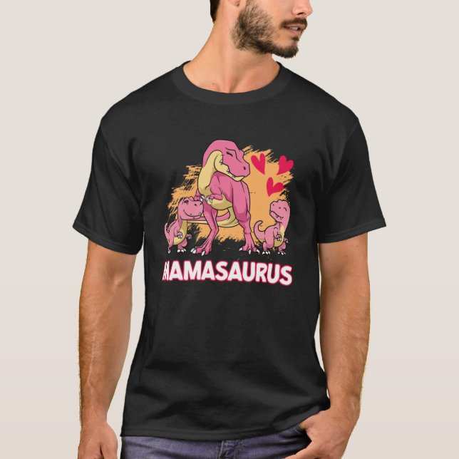 Camiseta Mamasaurus Dinassauro Família Mãe Dinossauro (Frente)