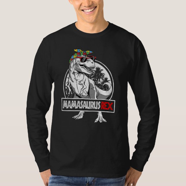 Camiseta Mamasaurus Rex Dinossaur Mama Saurus Autism Awaren (Frente)