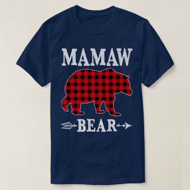 Camiseta Mamaw Bear Christmas Pajama Red Xadrez Buffalo Fam (Frente do Design)