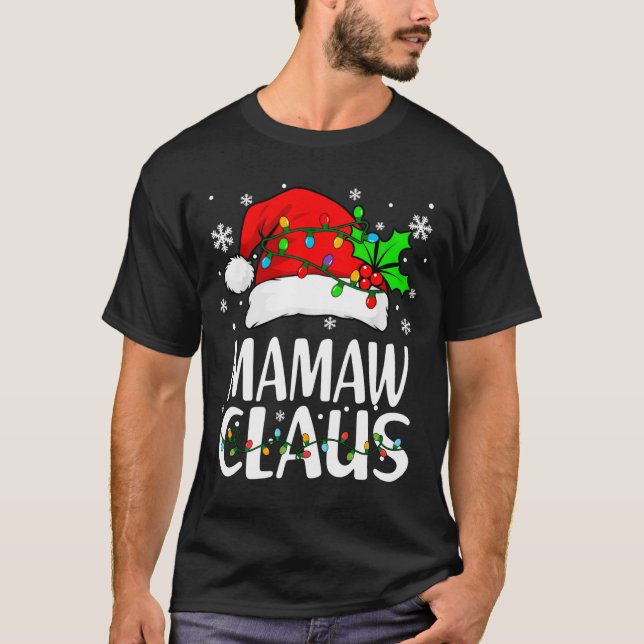 Camiseta Mamaw Claus Christmas Lights Pajama Family Matchin (Frente)