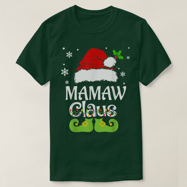 Camiseta Mamaw Claus, Família de Mamaw Claus Pajama (Frente do Design)