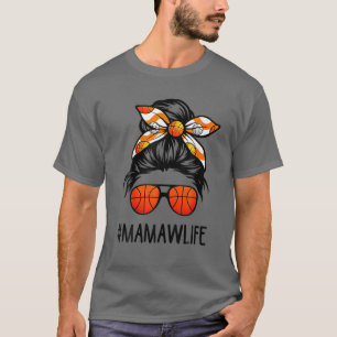 Camiseta Mamaw Life Messaging Hair Bun Basball Mãe'