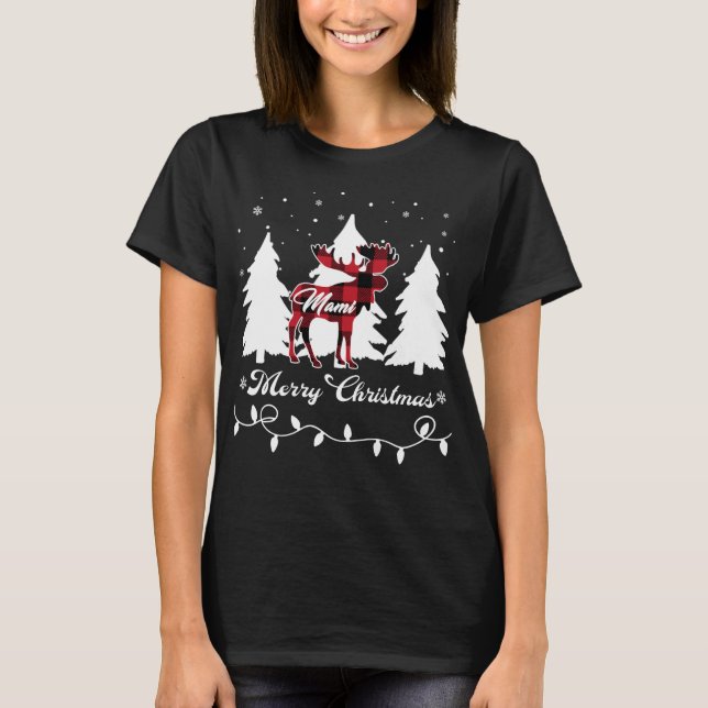 Camiseta Mami Moose Buffalo Xadrez Vermelho Natal Combinand (Frente)