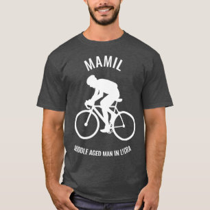 Camiseta Mamífero-homem de meia-idade com ciclismo em bici