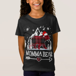 Camiseta Mamma Bear Natal Pajama Red Xadrez Buffalo Fami