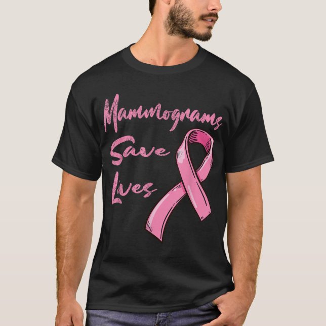 Camiseta Mamografias salvam vidas Sensibilização ao Cancer (Frente)