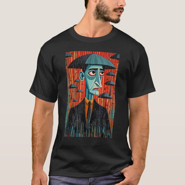 Camiseta Man and Umbrella Surrealistic Horror Abstract Hall (Frente)