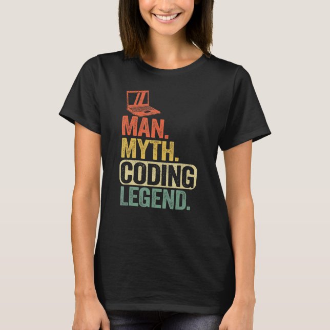 Camiseta Man Myding Coding Legend Coder Geek Pai Computador (Frente)