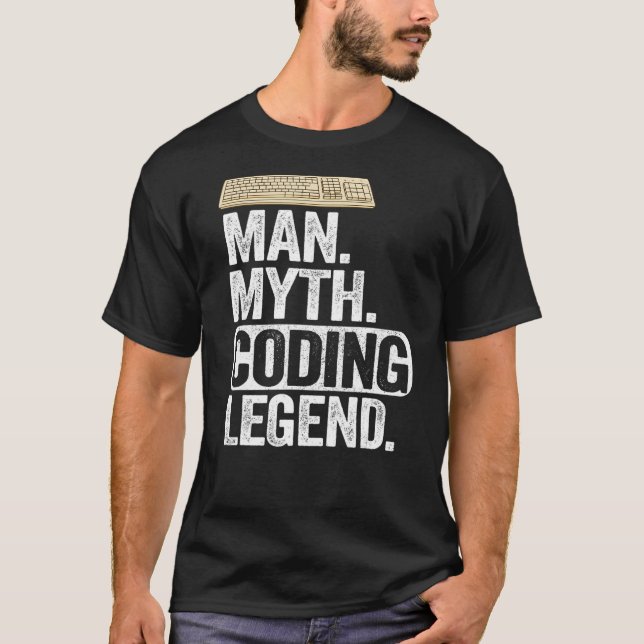 Camiseta Man Myding Coding Legend Coder Geek Pai Computador (Frente)