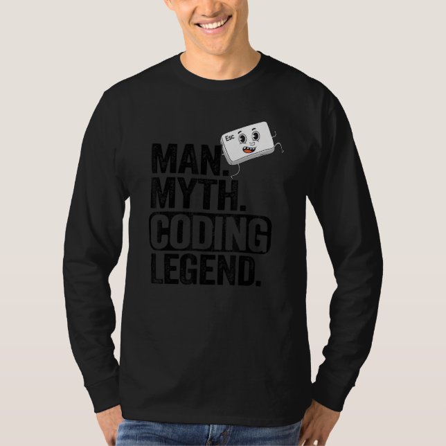 Camiseta Man Myding Coding Legend Coder Geek Pai Computador (Frente)