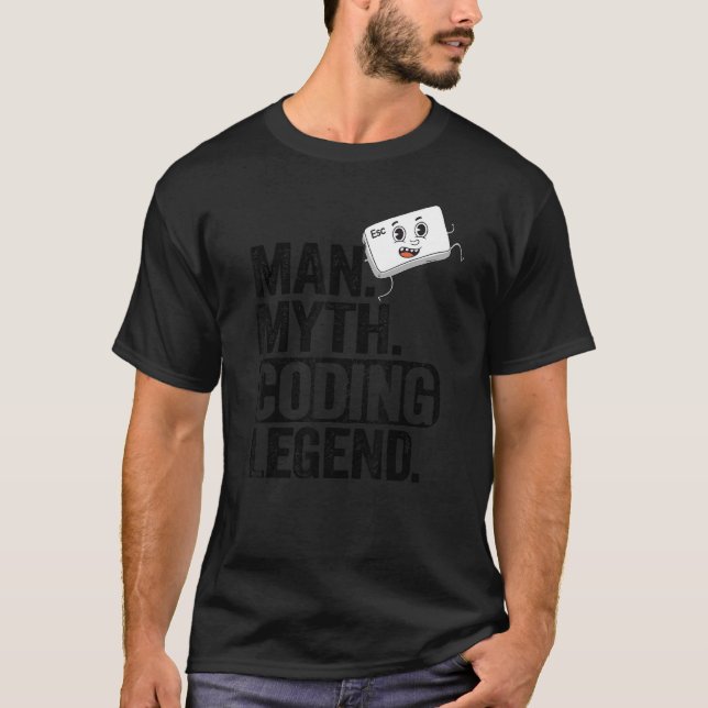 Camiseta Man Myding Coding Legend Coder Geek Pai Computador (Frente)