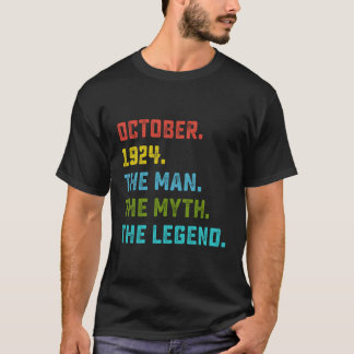 Camiseta Man Myth Legend Outubro De 1924 99º Aniversário Pr