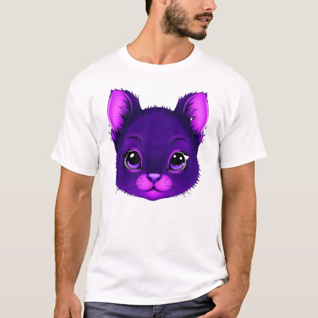 Camiseta Man Purple gatinho (Frente)