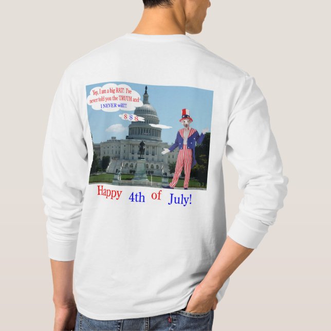 Camiseta Mana, manga o tee. Feliz 4º. Rato/tio Sam (Verso)