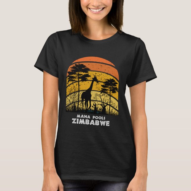 Camiseta Mana Pools, Zimbabwe Safari National Park Game Res (Frente)