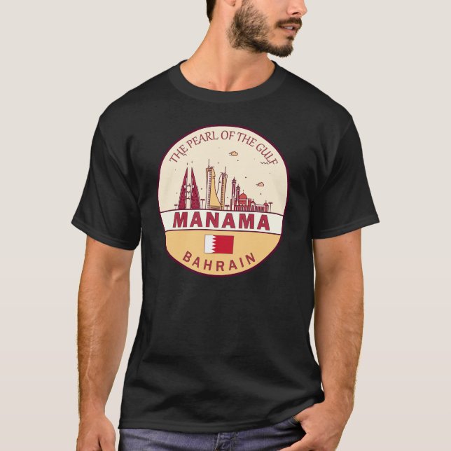 Camiseta Manama Bahrain City Skyline Emblem (Frente)