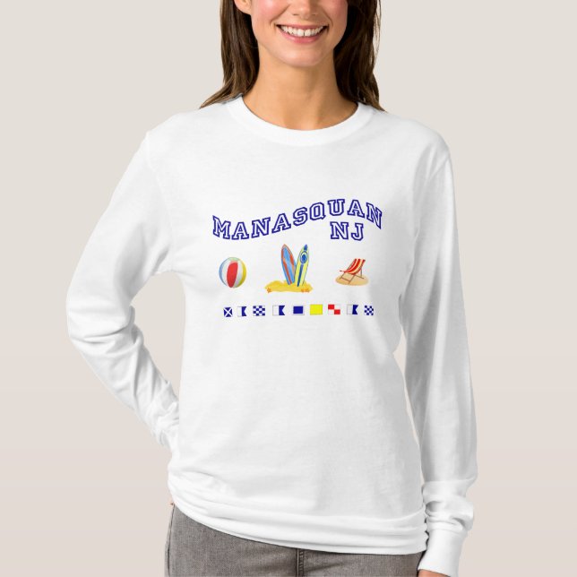 Camiseta Manasquan NJ - Soletração marítima (Frente)
