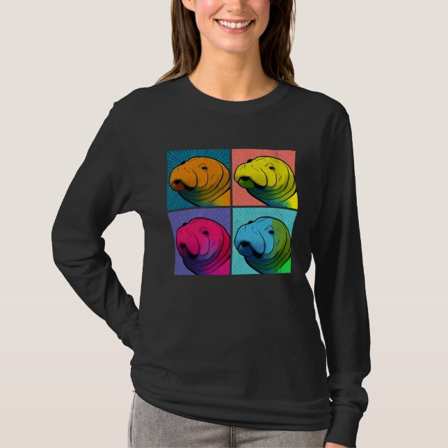 Camiseta Manatee Pop Illustration Colorful Animal Women (Frente)