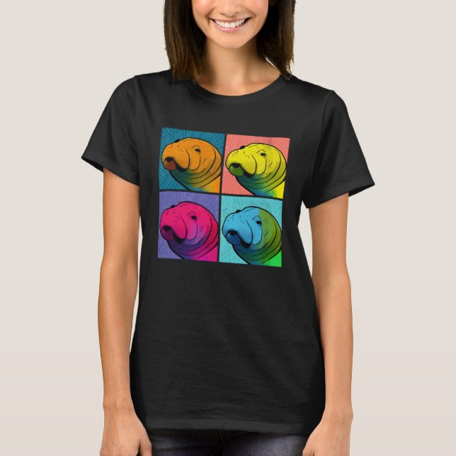 Camiseta Manatee Pop Illustration Colorful Animal Women (Frente)