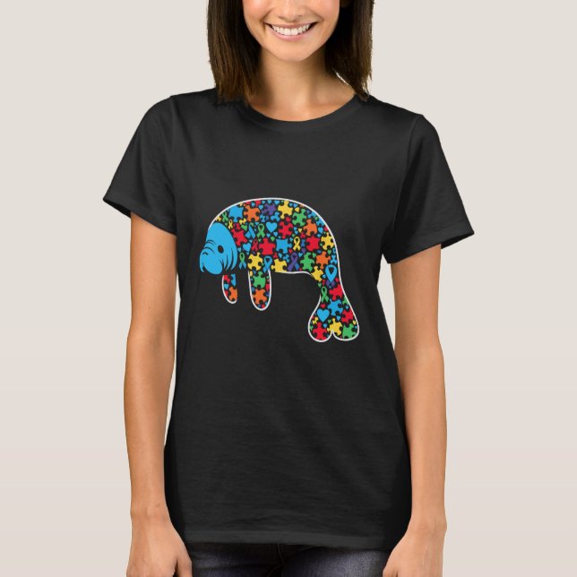 Camiseta Manatee Quebra-cabeça Autismo Sensibilização Utili (Frente)