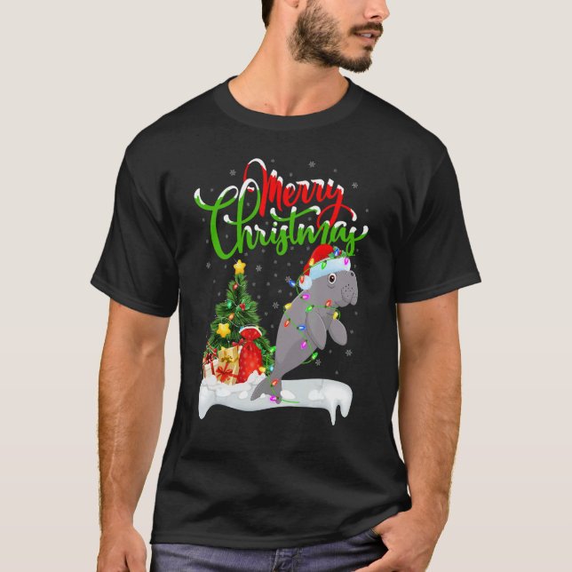 Camiseta Manatee   Xmas Decorations Santa Manatee Christmas (Frente)