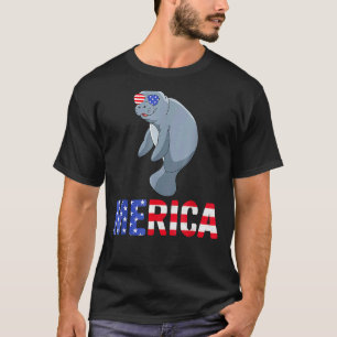 Camiseta Manateou 4 De Julho De Merica Animal Sea Sunglass
