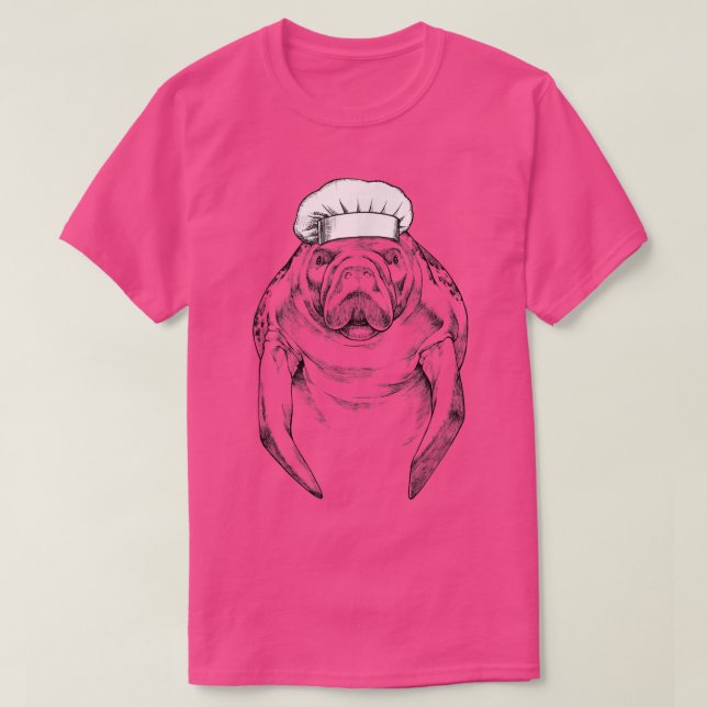 Camiseta ManateSea Cow Animal Chef Cozinho Engraçado Cozinh (Frente do Design)