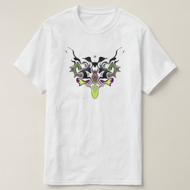 Camiseta mancha de tinta colorida tipo Rorschach (Frente do Design)