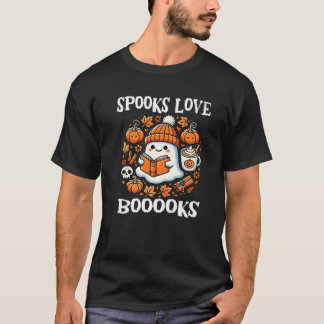 Camiseta Manchas adoram livros lindos Ghost Lendo Hallow