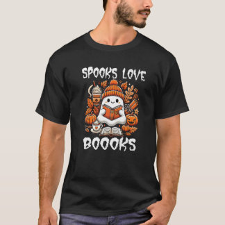 Camiseta Manchas adoram livros lindos Ghost Lendo Hallow