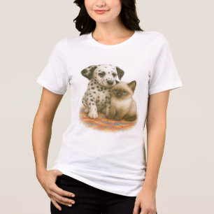 Camiseta Manchas e manchas - Pup Dalmaciano e Kitten Siamês