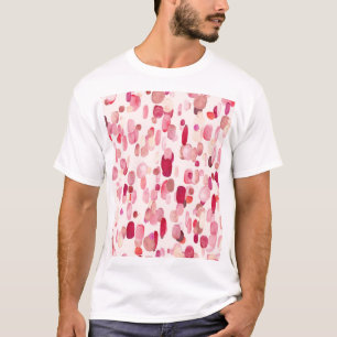 Camiseta Manchas Vermelhos Cor-de-Rosa Bonitos Sem Costura