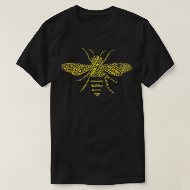 Camiseta Manchester Bee, constituída por todos os locais da (Frente do Design)