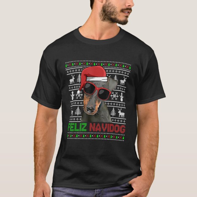 Camiseta Manchester Terrier Dog Feliz Navidog Funny Christm (Frente)