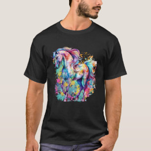 Camiseta Mandala Cavalo Árabe Colorido Fluindo Fanta