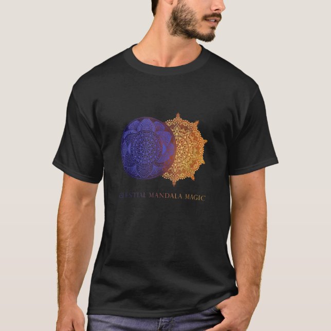 Camiseta Mandala Celestial Fases Solares e Lunares Astro Có (Frente)