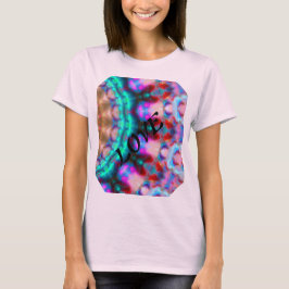 Camiseta Mandala-coloração-rosa-vermelha-azul-caleidoscópio