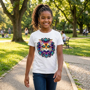 Camiseta Mandala com retrato de gato fofo e peludo