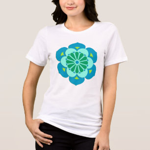 Camiseta Mandala da flor de Lotus, verde limão e luz - azu