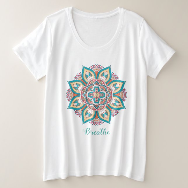 Camiseta Mandala da Nova Idade respira atenção (Frente do Design)