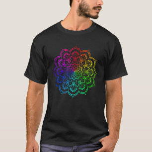 Camiseta Mandala de Arco-íris Flor de Lótus Geometria Sagra