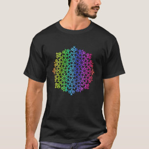 Camiseta Mandala de Arco-íris Flor de Roseta Geometria Vibe