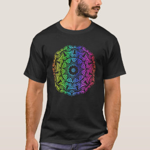 Camiseta Mandala de Arco-íris Flor de Roseta Geométrica Vib