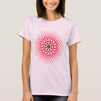 Camiseta Mandala de corações vermelho e rosa